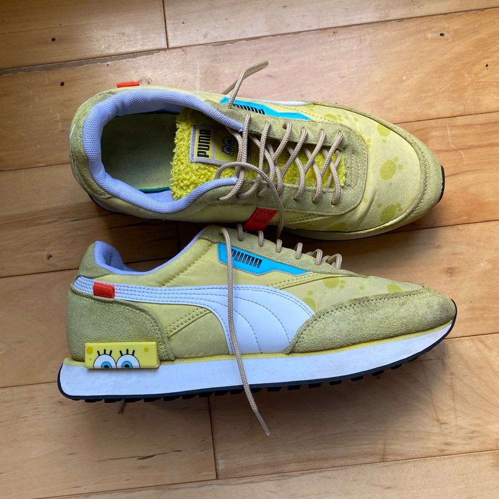 Puma Yellow Sneakers with SpongeBob Design